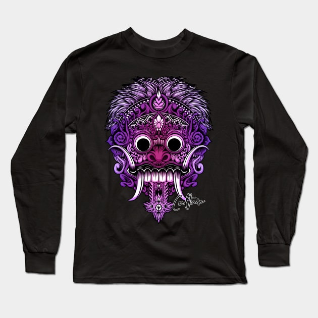 Rangda Mask - Purple Long Sleeve T-Shirt by Gofart